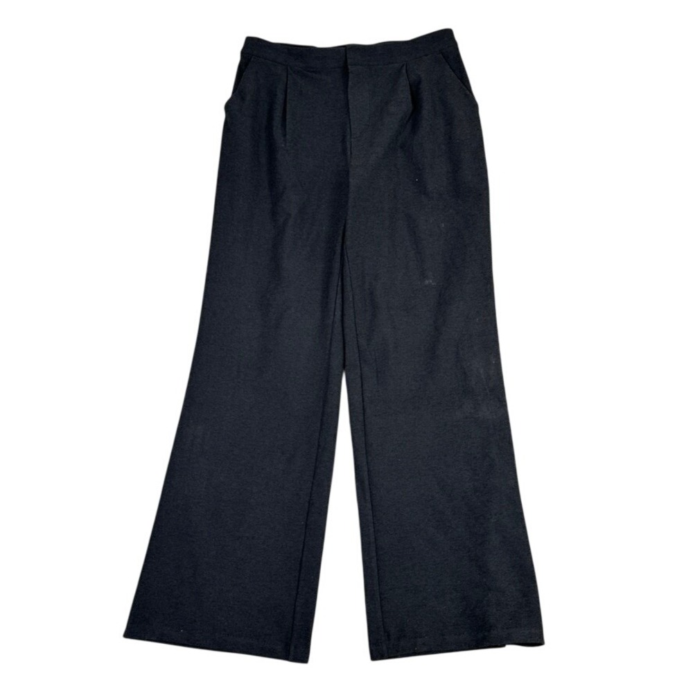 Vuori Villa Wide Leg Trousers Black Heather High Rise Pleated Pants VW4089 Large